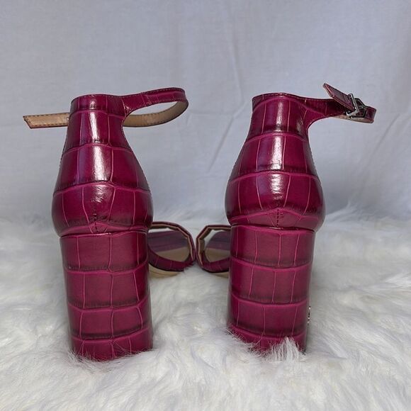 Sam Edelman Classic Daniella Croc Embossed Leather Sandals Sz 9 - Picture 4 of 9
